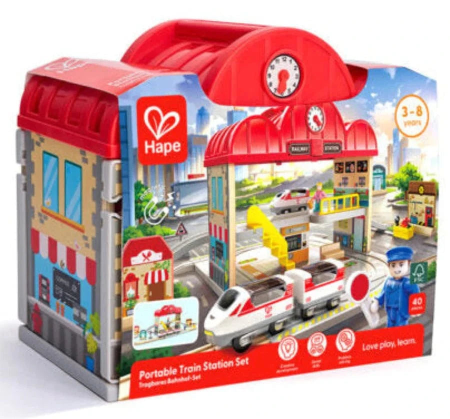 Hape Toys Portable Train Station Set