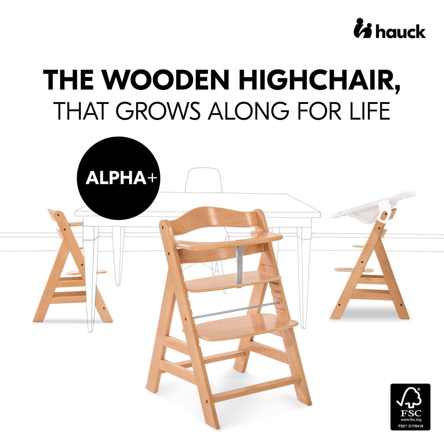 Hauck Childrens Furniture Alpha+ Wooden Highchair