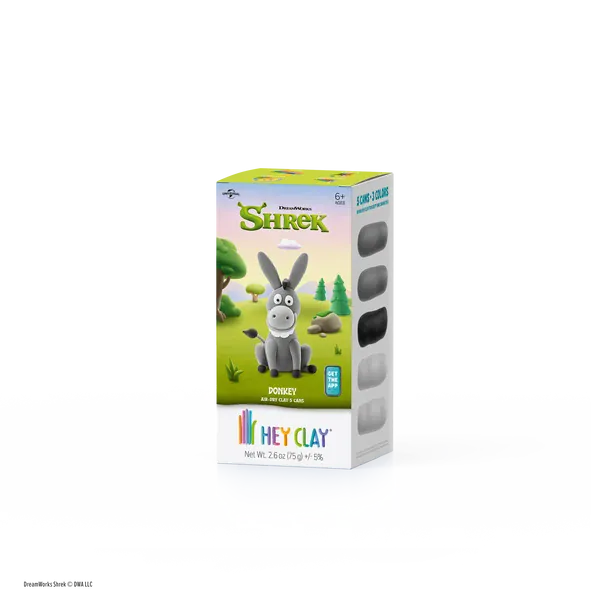 Hey Clay Toys Shrek, Donkey, 5 Cans