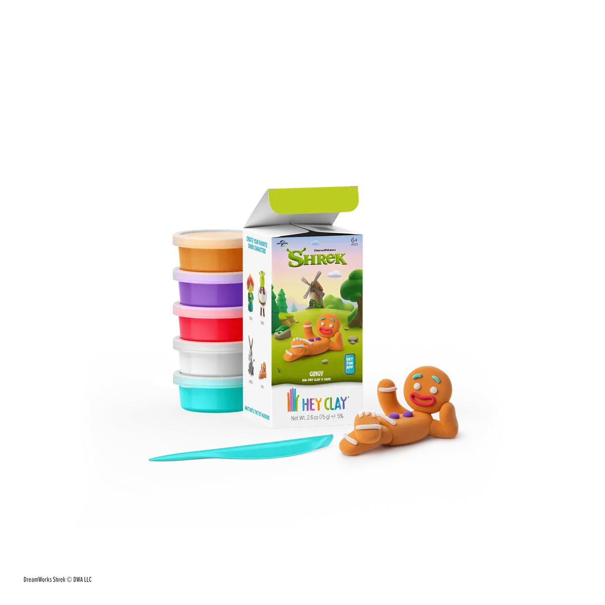 Hey Clay Toys Shrek, Gingy, 5 Cans