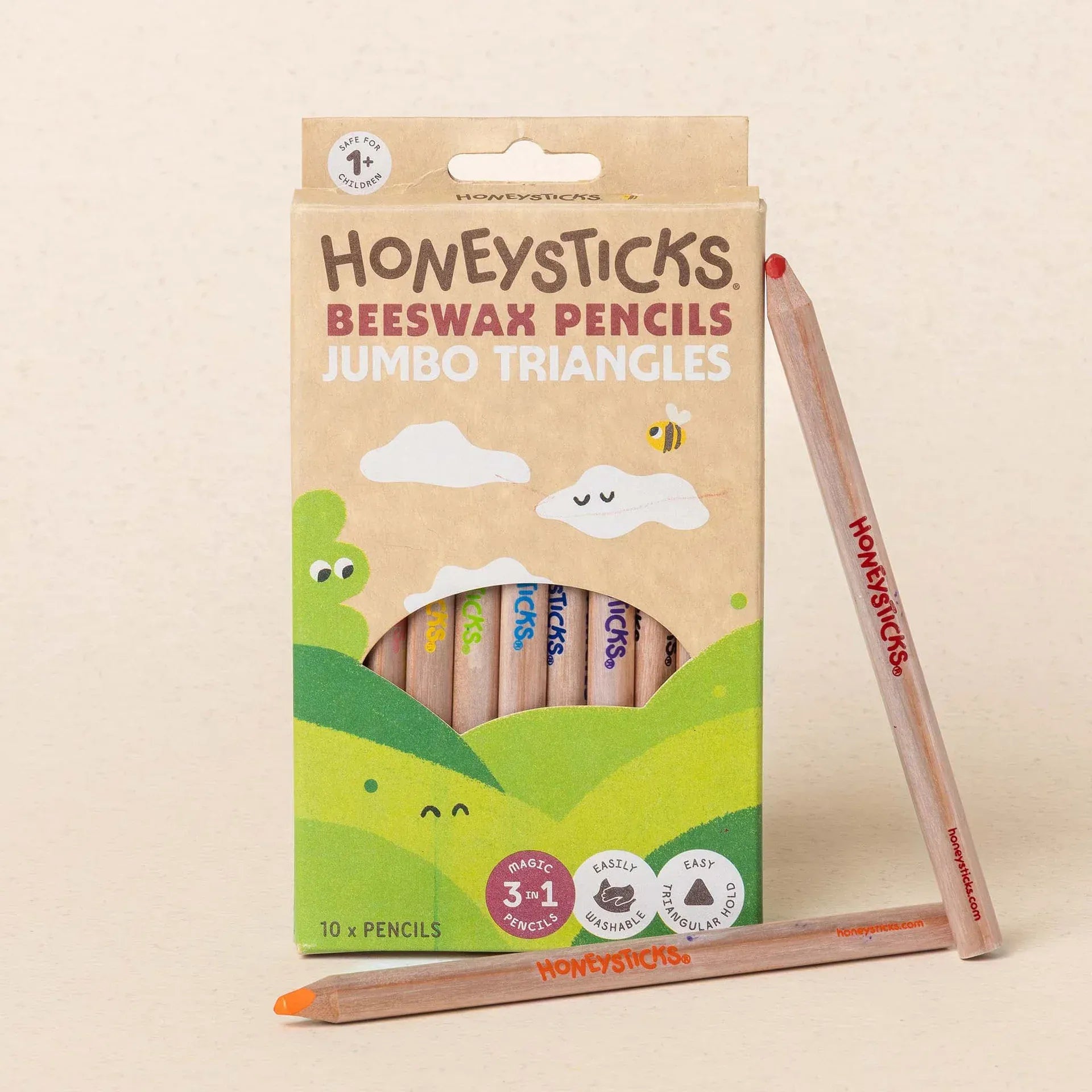 Honeysticks Toys Magic 3-in-1 Beeswax Pencils Jumbo Triangles 10pk