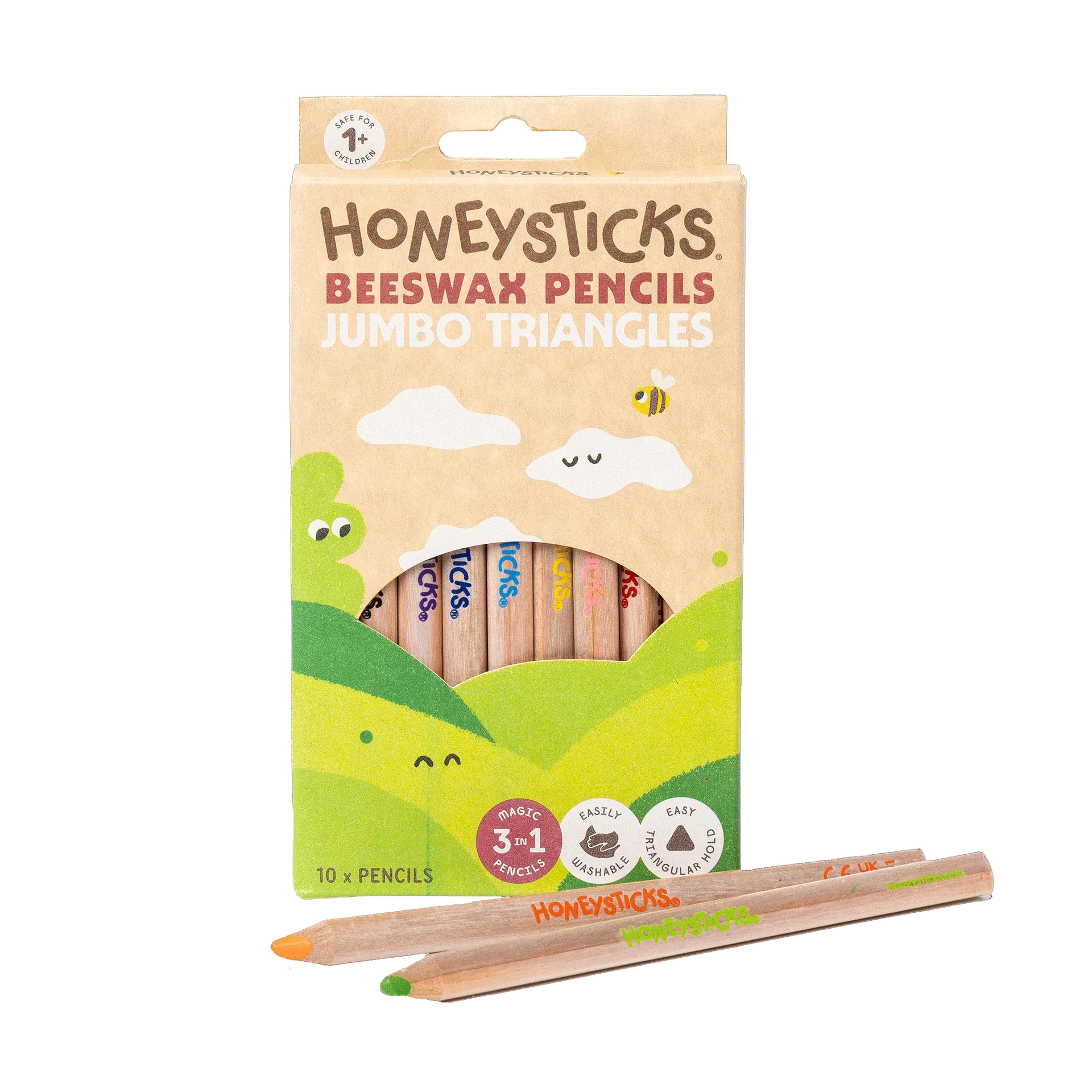 Honeysticks Toys Magic 3-in-1 Beeswax Pencils Jumbo Triangles 10pk