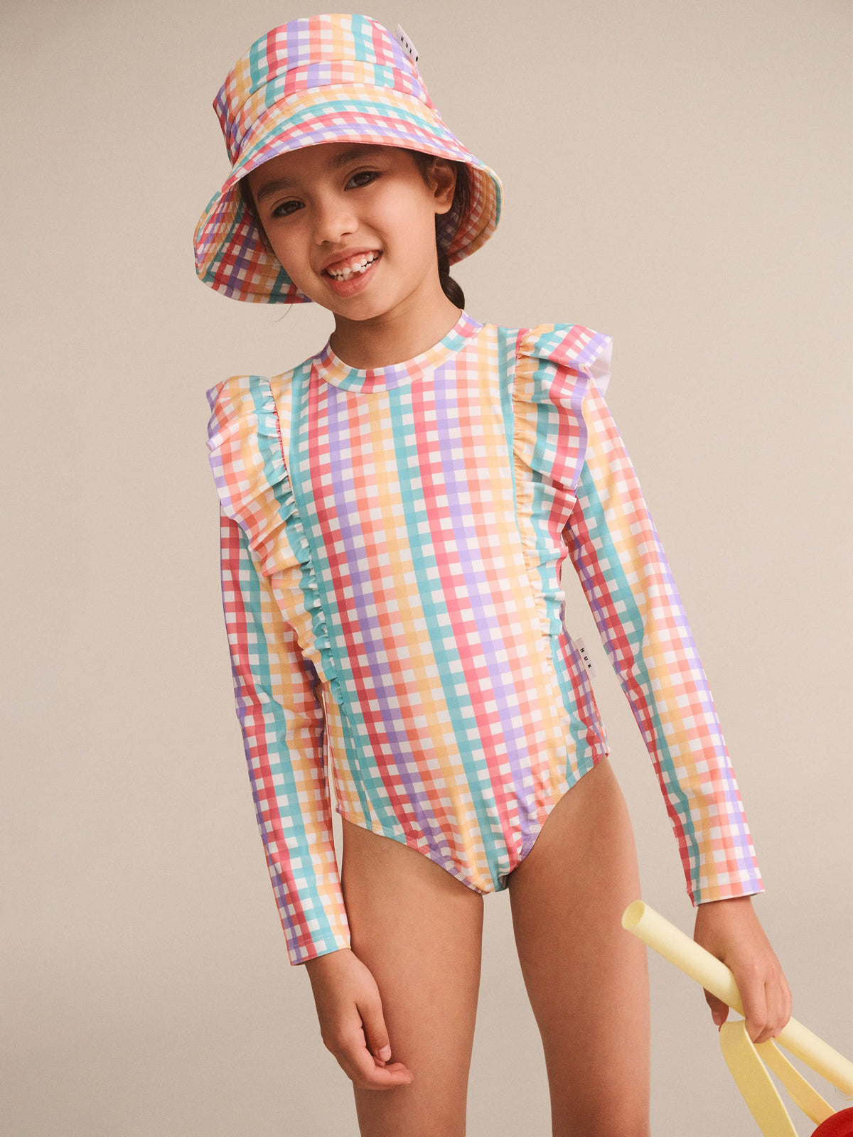 Huxbaby Accesories Hats Rainbow Check Swimhat