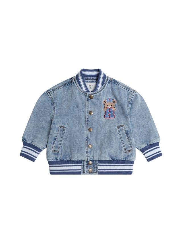 Huxbaby Boy Jacket 2Y Dreamy Denim Varsity Bomber