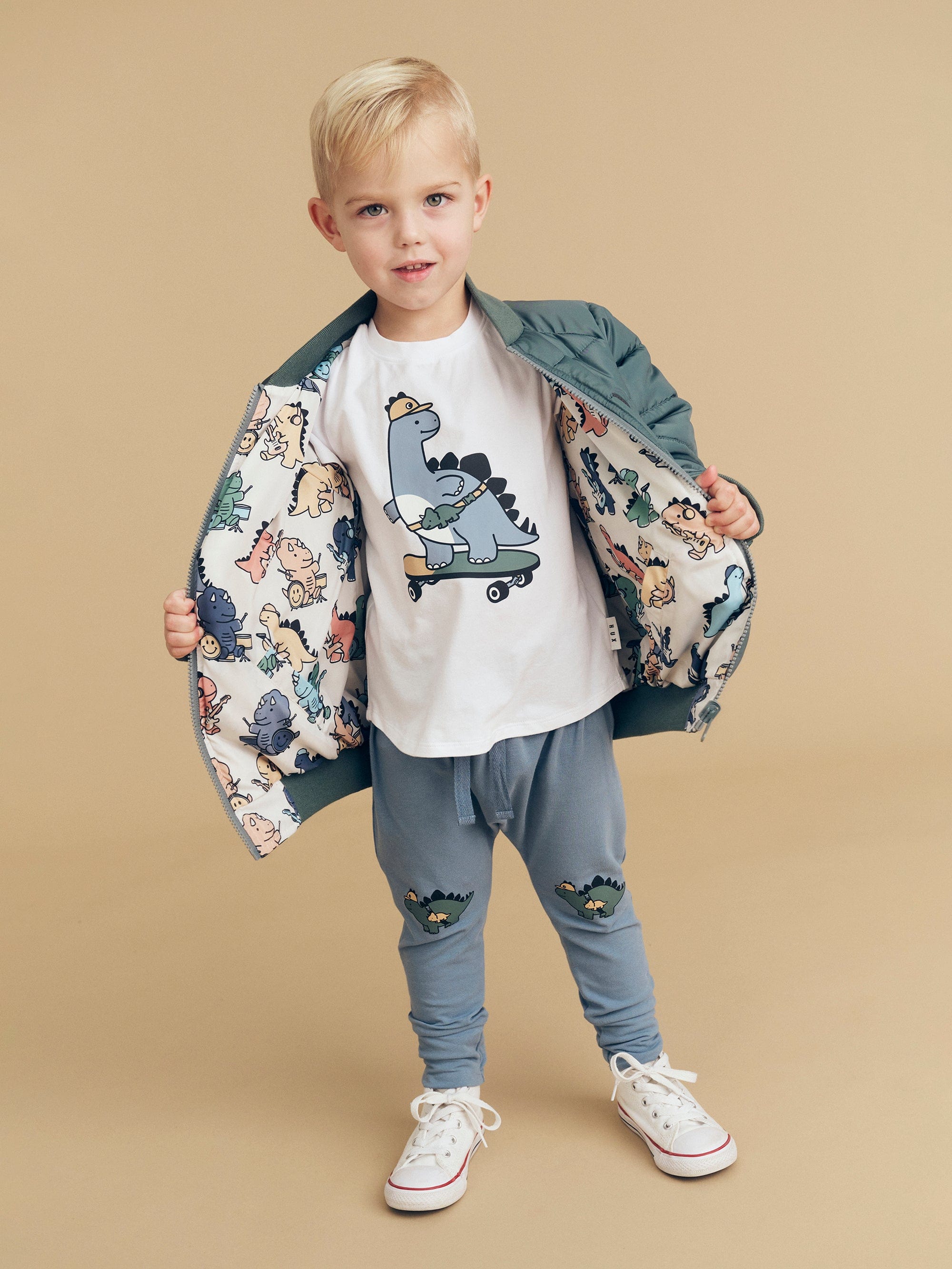 Huxbaby Boy Jacket Dino Band Reversible Bomber