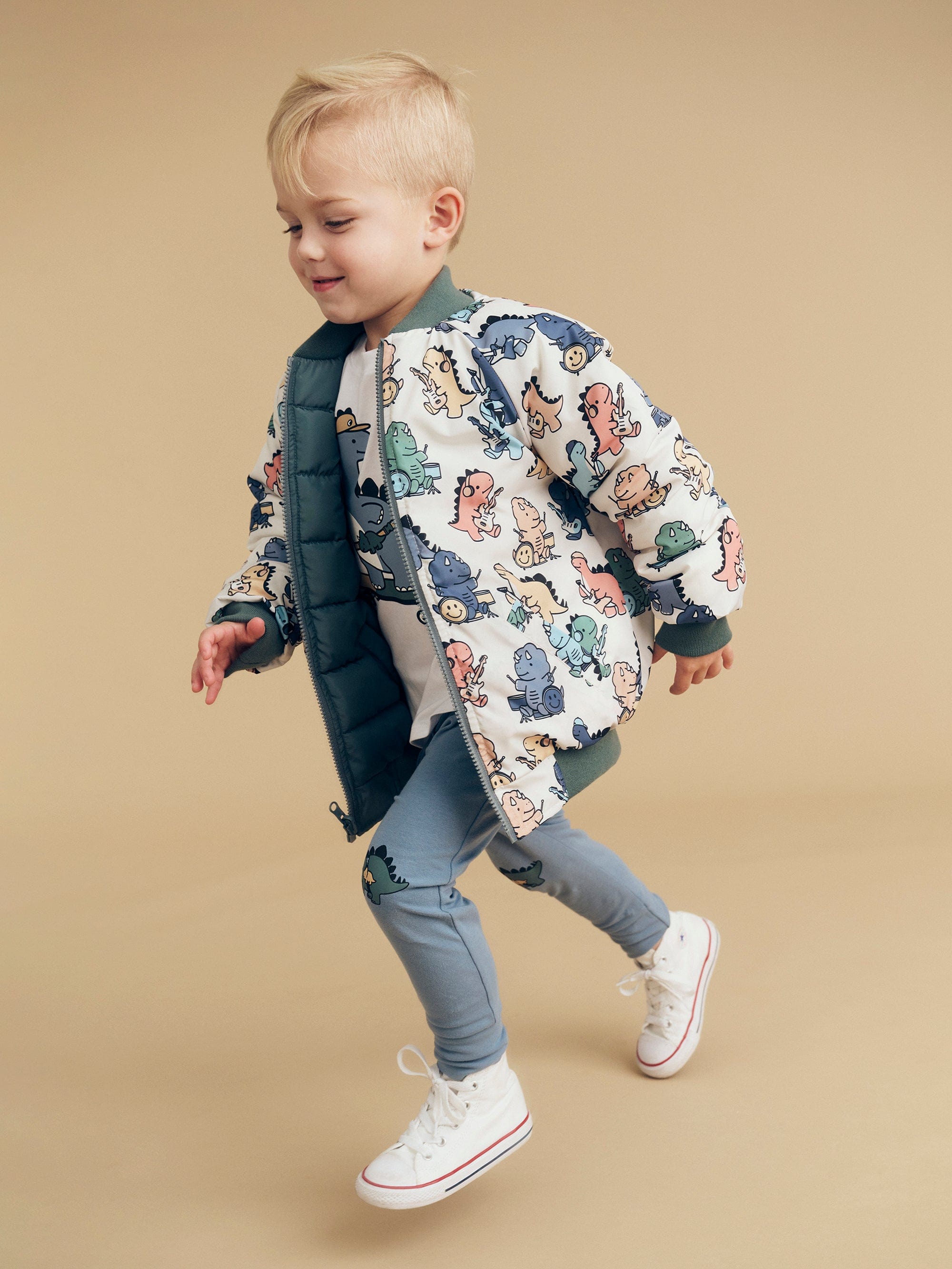 Huxbaby Boy Jacket Dino Band Reversible Bomber