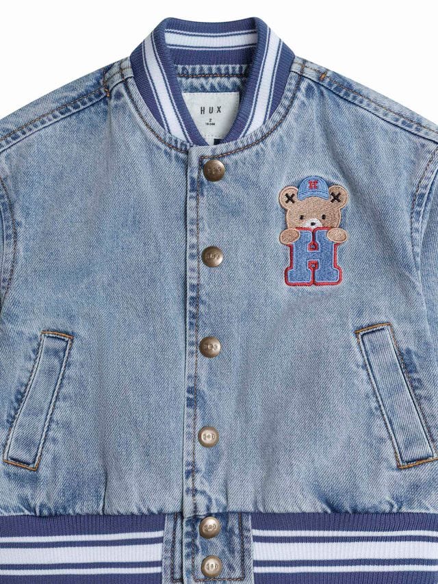 Huxbaby Boy Jacket Dreamy Denim Varsity Bomber