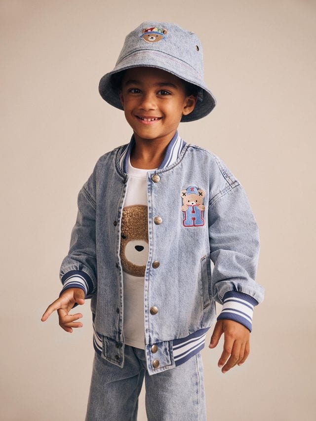 Huxbaby Boy Jacket Dreamy Denim Varsity Bomber