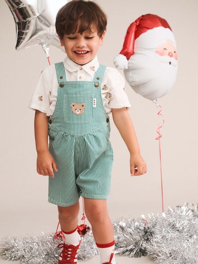 Huxbaby Boys All In Ones 6-12M Mistletoe Stripe Shortall