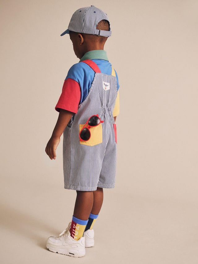 Huxbaby Boys All In Ones Classic Stripe Short Overalls