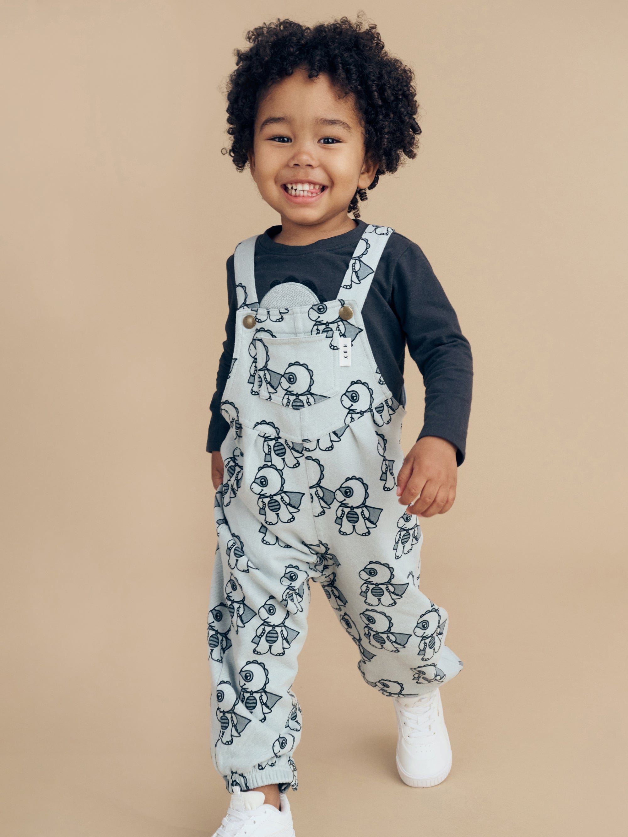 Huxbaby Boys All In Ones Dino Hero Terry Overalls