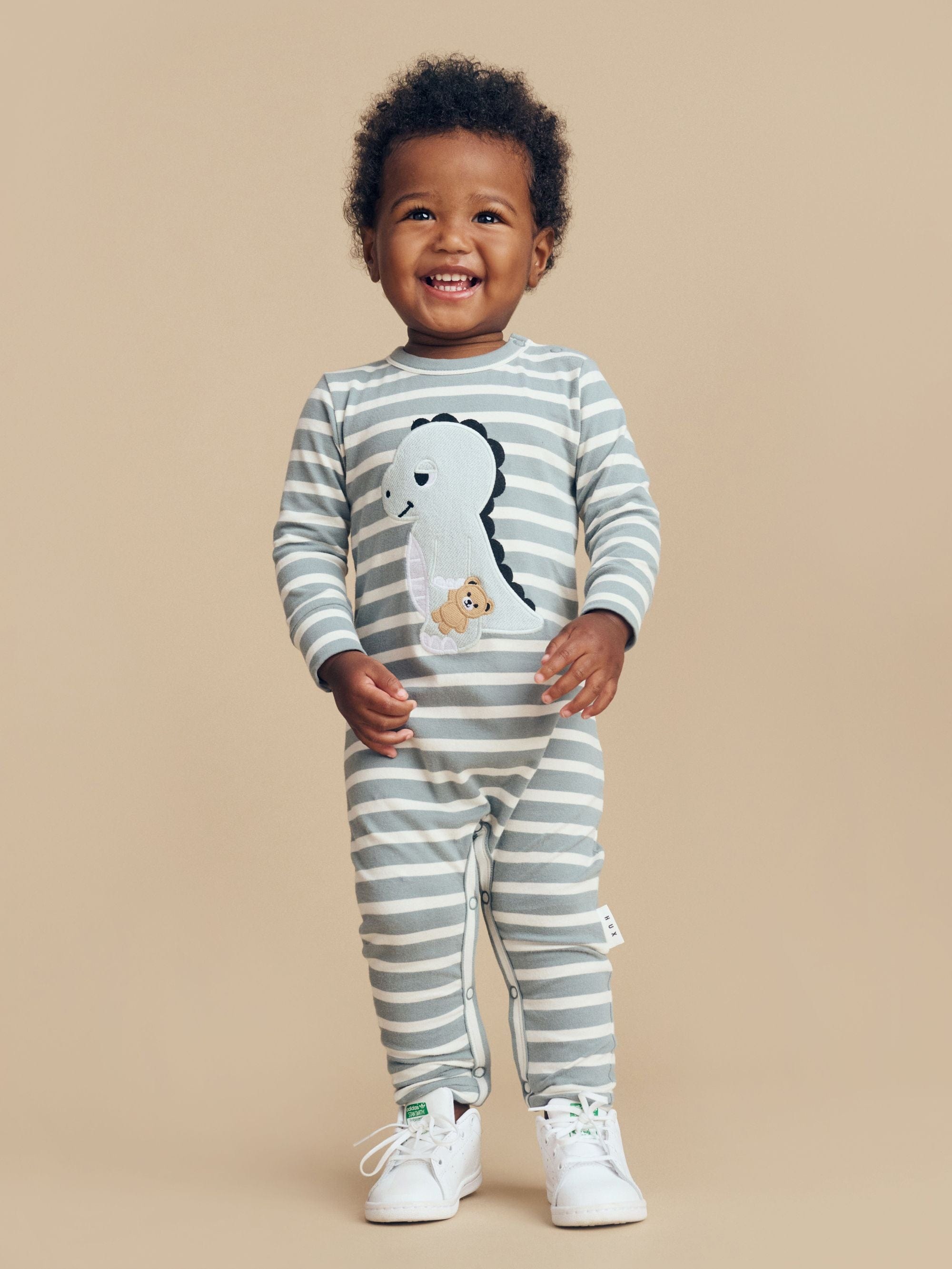 Huxbaby Boys All In Ones Dino Stripe Romper