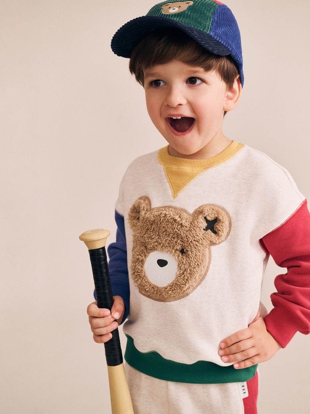 Huxbaby Boys Jumper Furry Huxbear Colour Block Sweatshirt