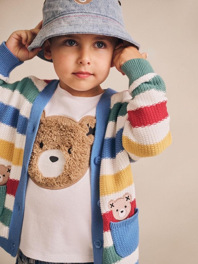 Huxbaby Boys Jumper Peekaboo Hux Stripe Knit Cardi