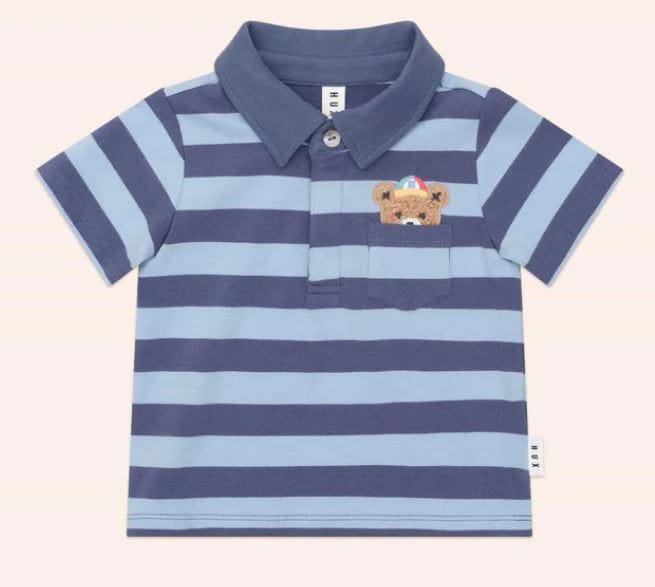 Huxbaby Boys Jumper Peeping Hux Blue Stripe Polo T-Shirt