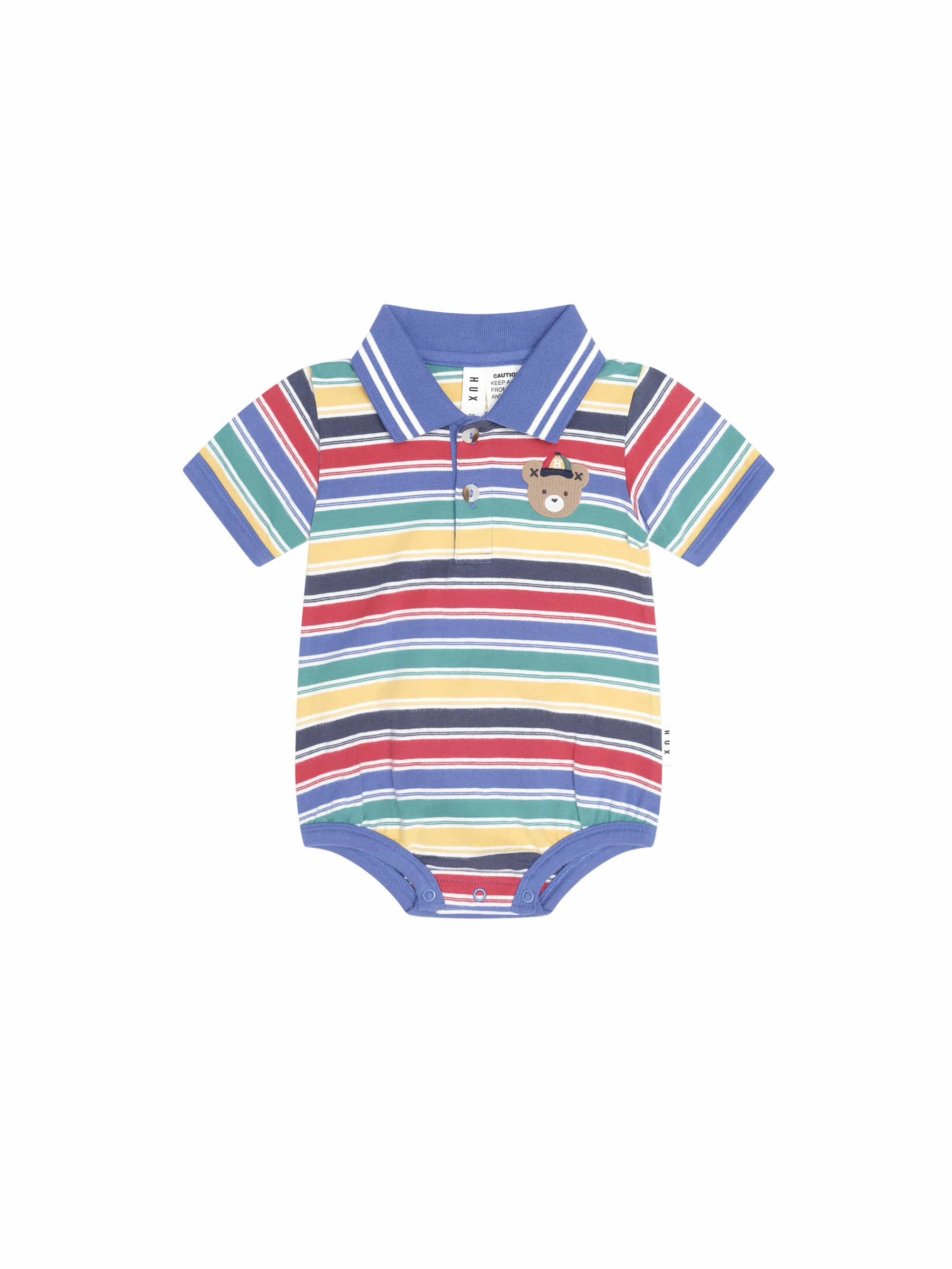 Huxbaby Boys Onesie 0-3M Vintage Stripe Hux Polo Romper