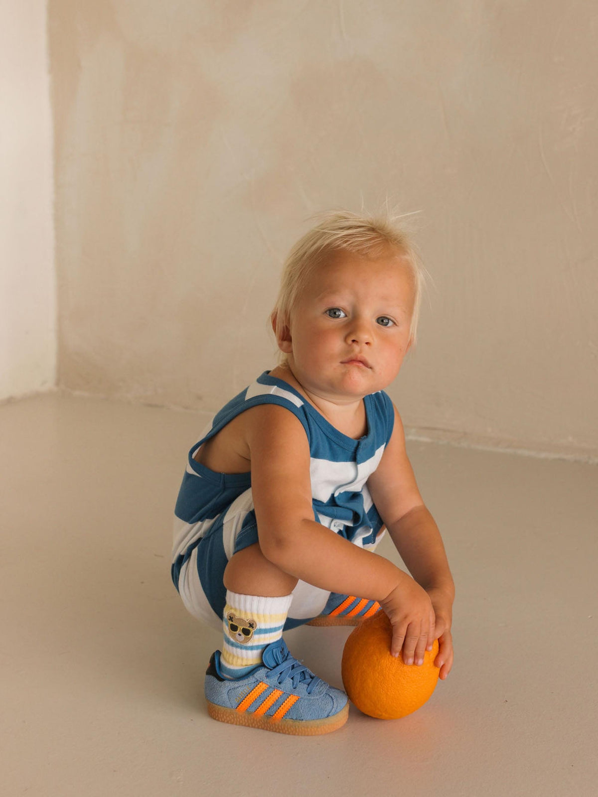 Huxbaby Boys Onesie Beach Club Hux Block Stripe Romper