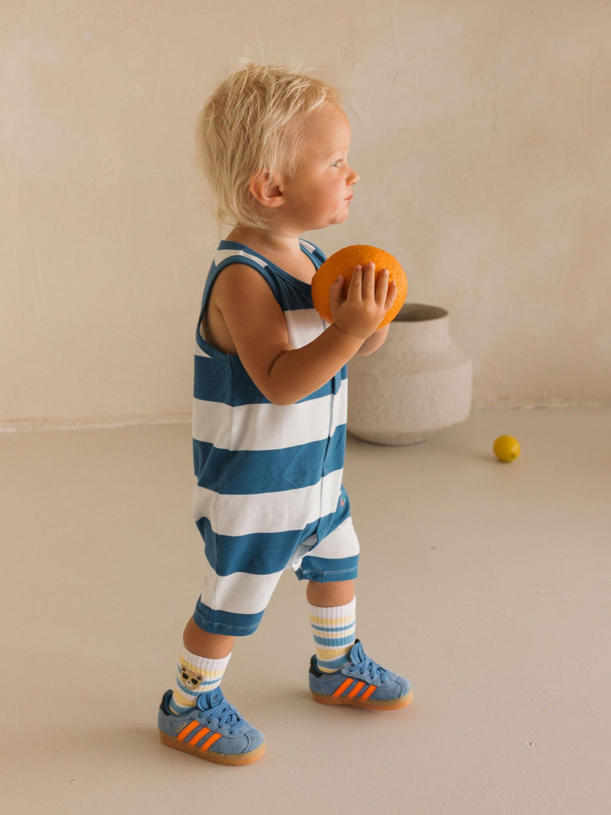 Huxbaby Boys Onesie Beach Club Hux Block Stripe Romper