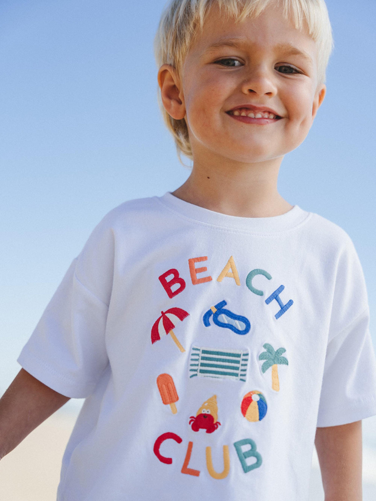 Huxbaby Boys Tops Beach Club Emb Drop Shoulder Tee
