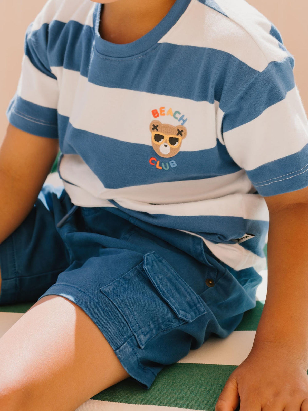 Huxbaby Boys Tops Beach Club Hux Block Stripe Drop Shoulder Tee