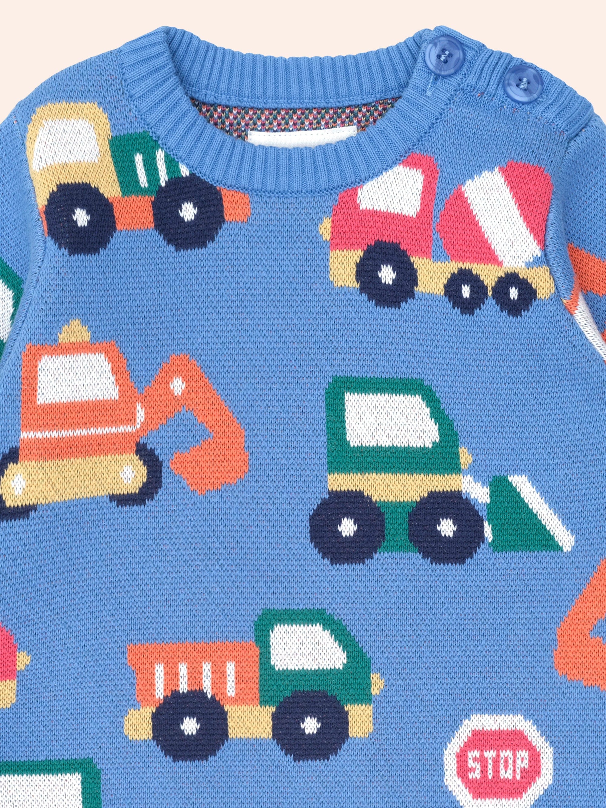 Huxbaby boys' construction pullover featuring colorful construction truck design on soft, cozy top for kids.