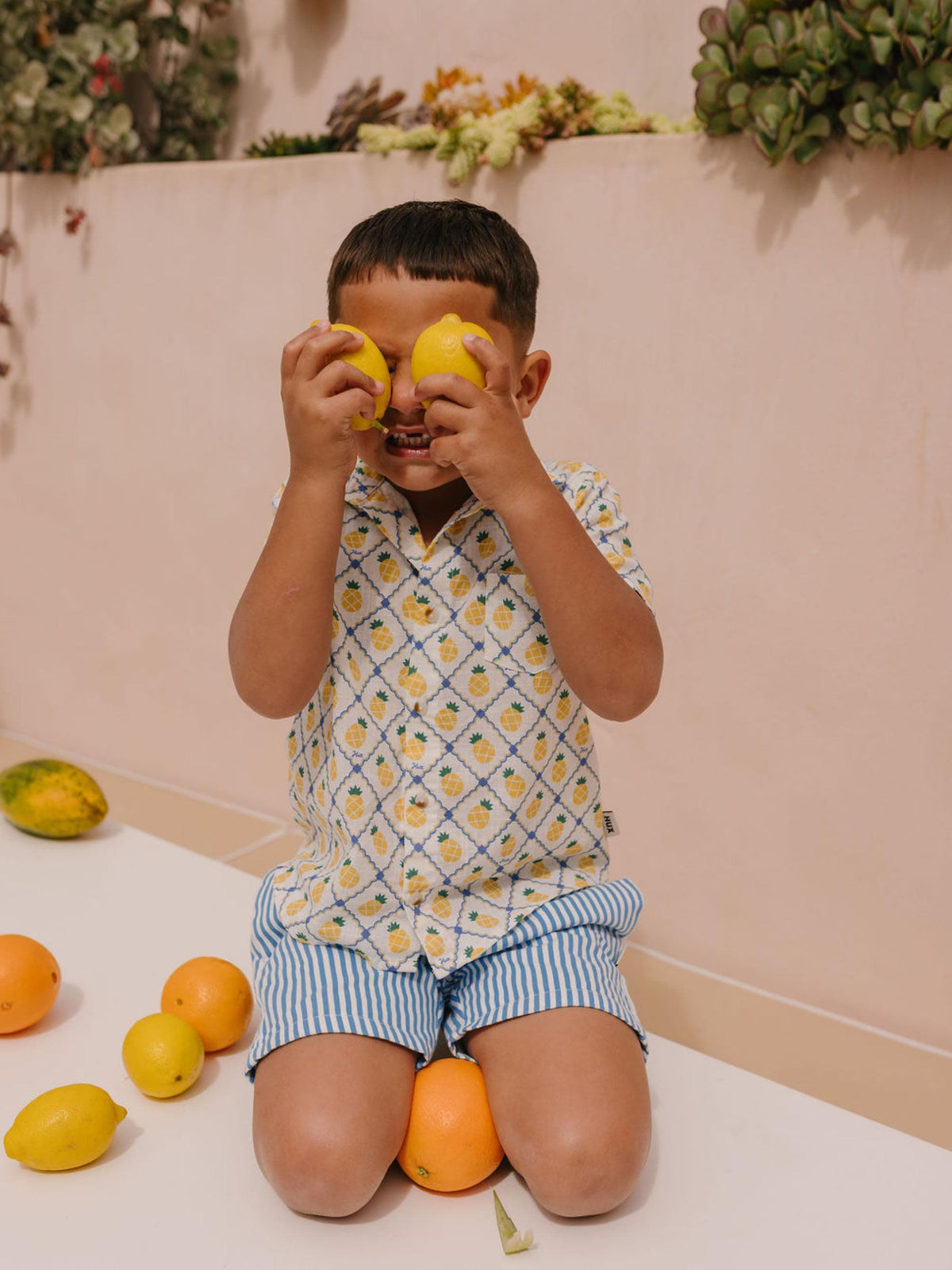 Huxbaby Boys Tops Pineapple Tile S/Slv Shirt
