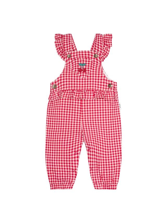 Huxbaby Girls All In One 0-3M Cherry Check Frill Overalls