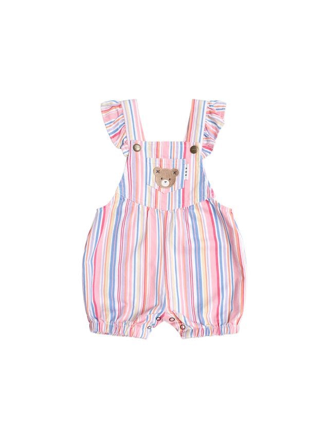 Huxbaby Girls All In One 0-3M Pastel Stripe Bubble Romper