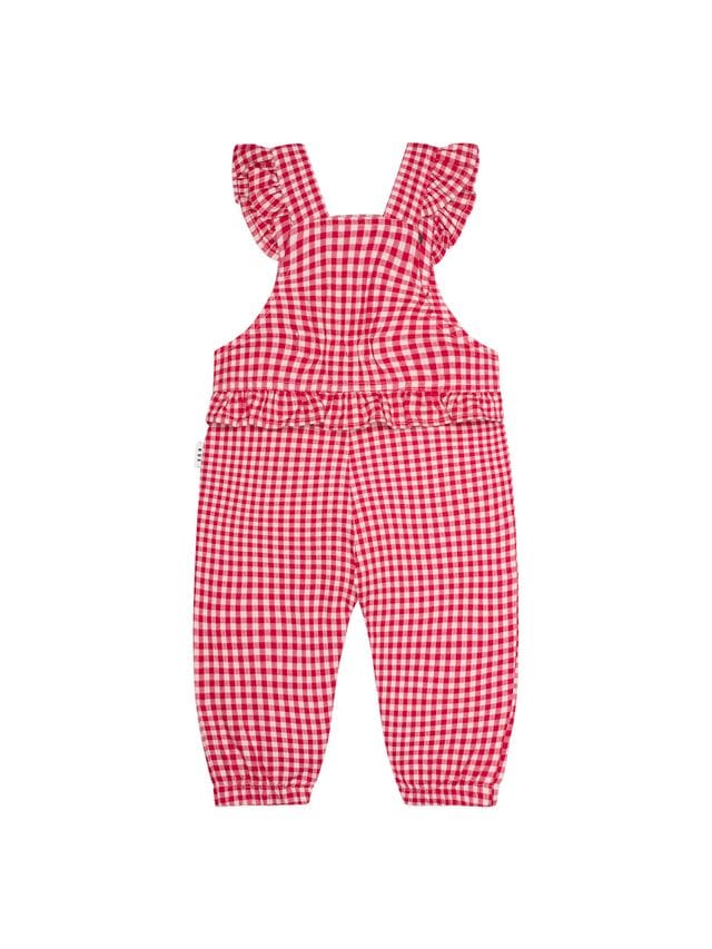 Huxbaby Girls All In One Cherry Check Frill Overalls
