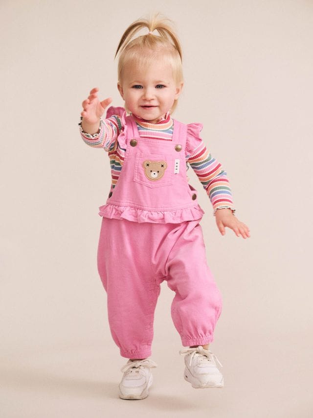 Huxbaby Girls All In One Classic Frill Cord Overalls