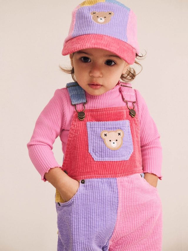 Huxbaby Girls All In One Colour Block Girl Cord Overalls