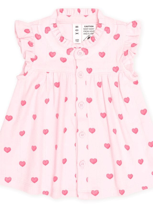 Huxbaby Girls All In One I Heart You Pointelle 2PC Set