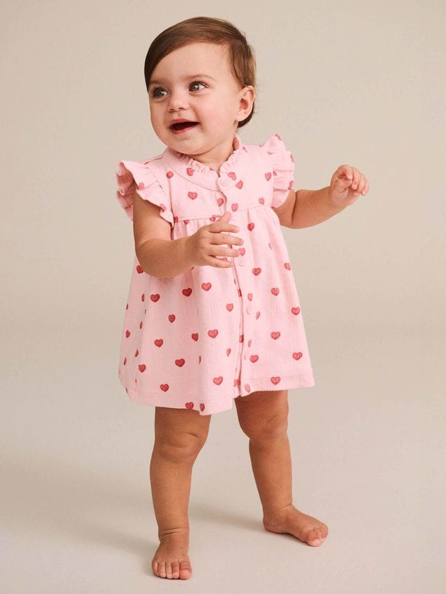 Huxbaby Girls All In One I Heart You Pointelle 2PC Set