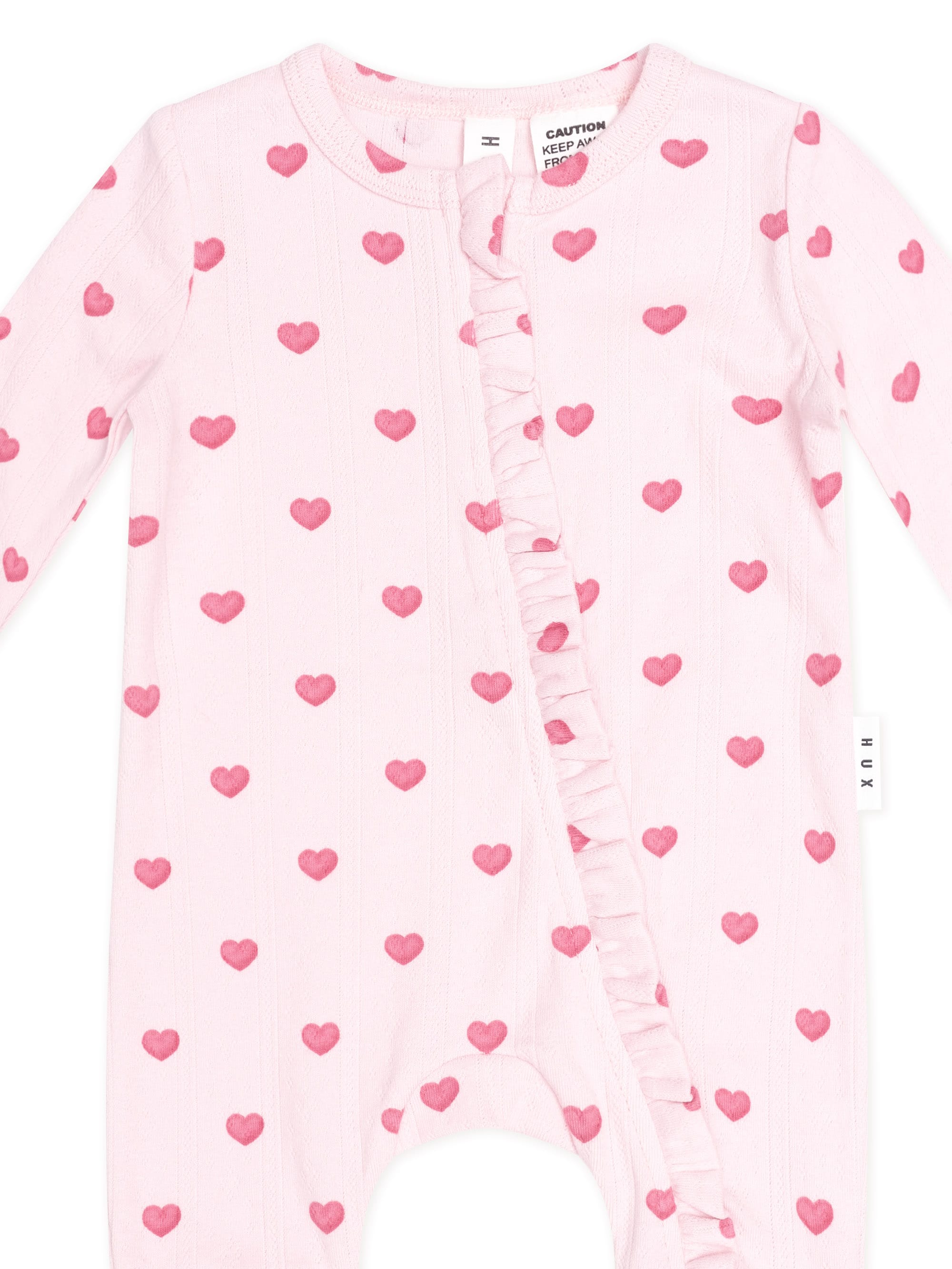 Huxbaby Girls All In One I Heart You Pointelle Frill Zip Romper