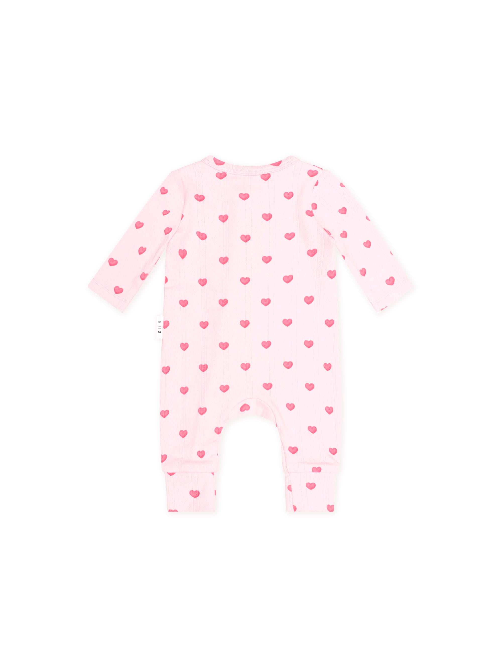 Huxbaby Girls All In One I Heart You Pointelle Frill Zip Romper