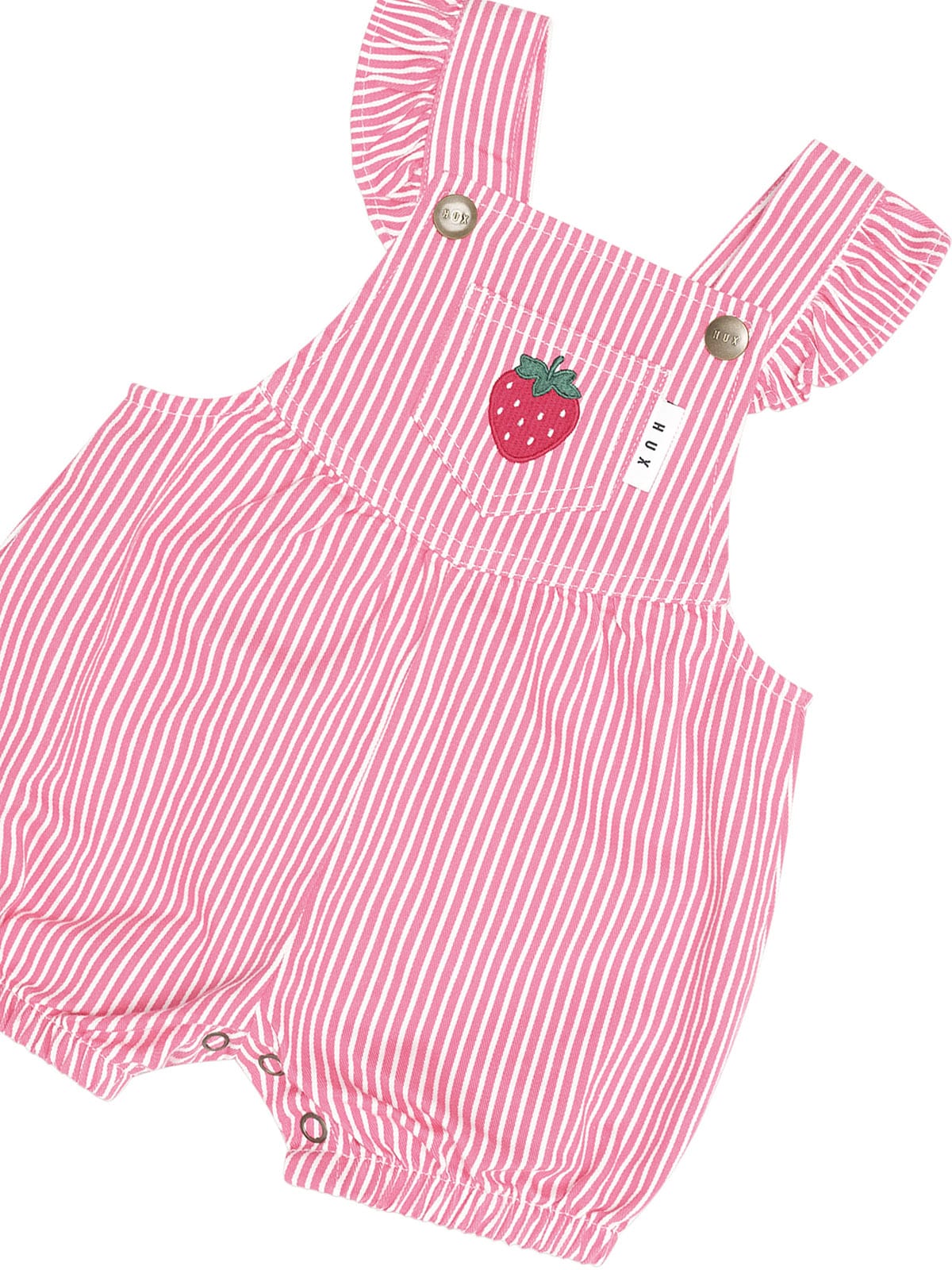 Huxbaby Girls All In One Strawberry Embroidered Stripe Playsuit