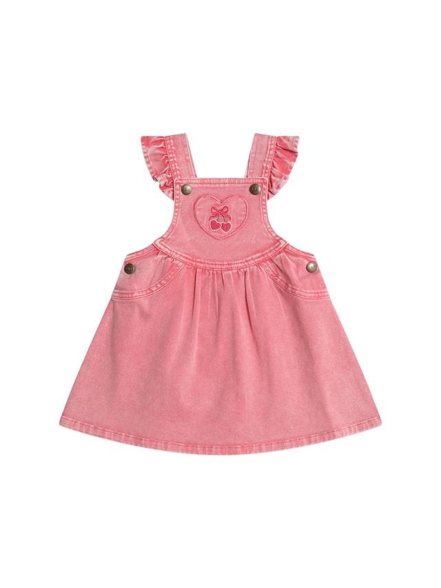 Huxbaby Girls Dress 2Y Cherry Heart Vintage Pinafore Dress