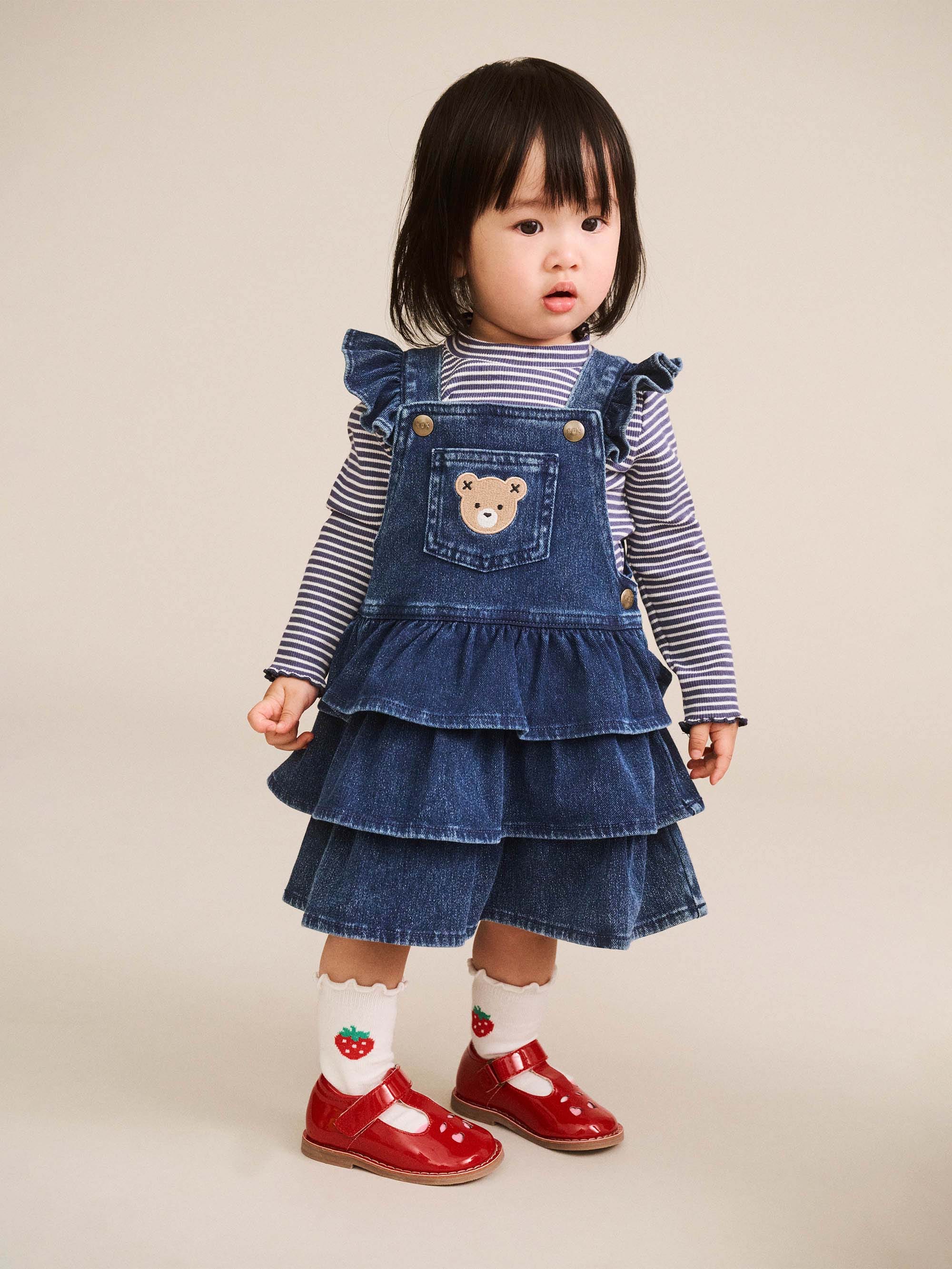 Huxbaby Girls Dress 2Y Dreamy Denim Pinafore