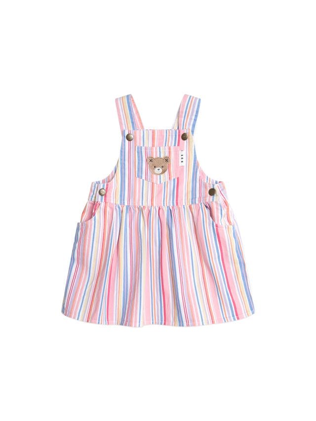 Huxbaby Girls Dress 2Y Pastel Stripe Pinafore Dress