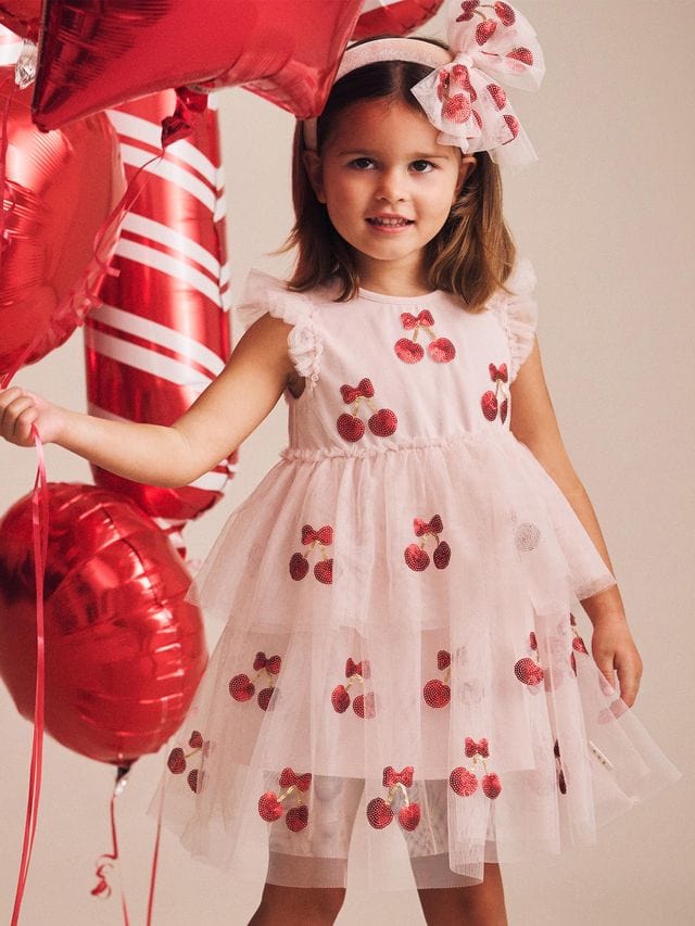 Huxbaby Girls Dress 3Y Sequin Cherry Pie Tulle Dress