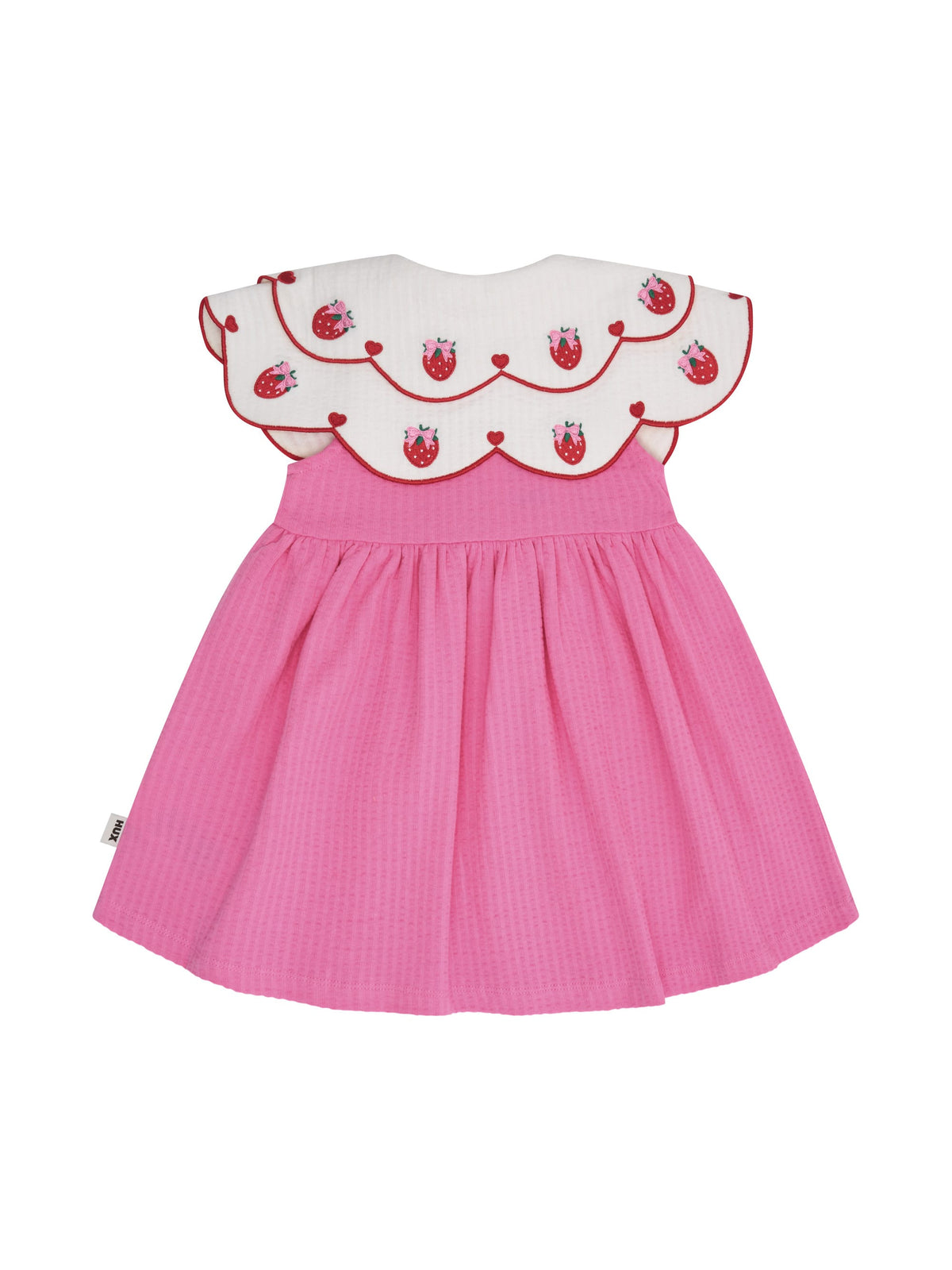 Huxbaby Girls Dress Berry Sweet Seersucker Emb Collar Dress