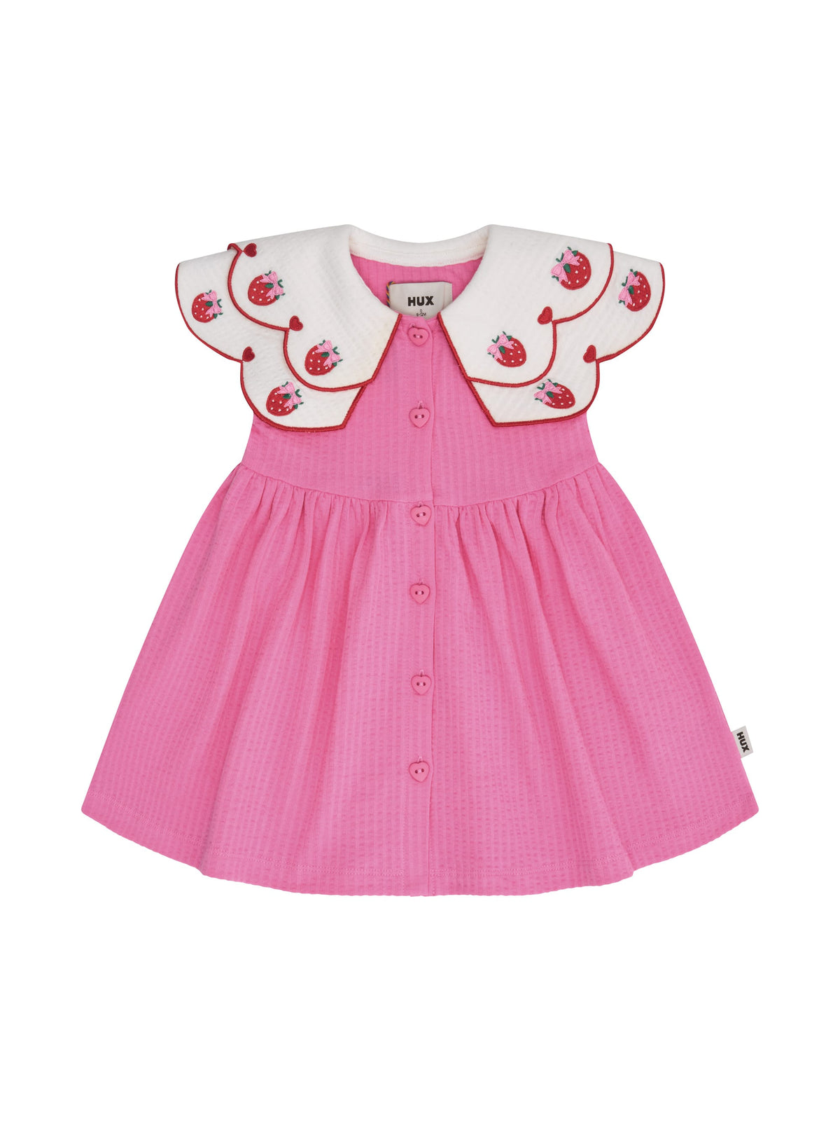 Huxbaby Girls Dress Berry Sweet Seersucker Emb Collar Dress