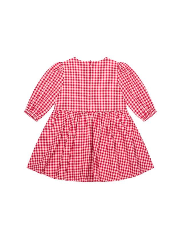 Huxbaby girls' Cherry Check Dress with a playful red and white check pattern, featuring a comfortable fit and stylish design.