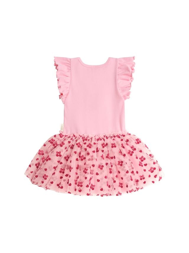 Huxbaby Girls Dress Cherry Pie Rib Tulle Dress