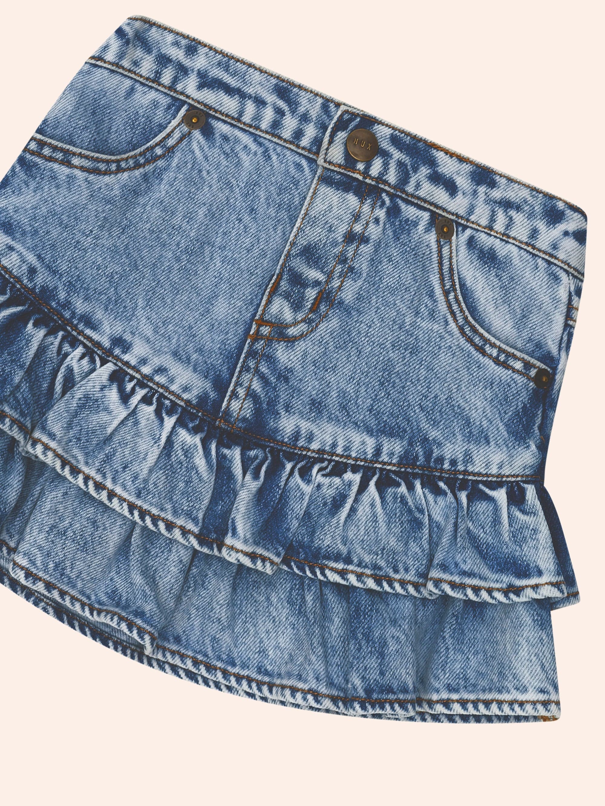 Huxbaby Girls Dress Dreamy Denim Tiered Skirt
