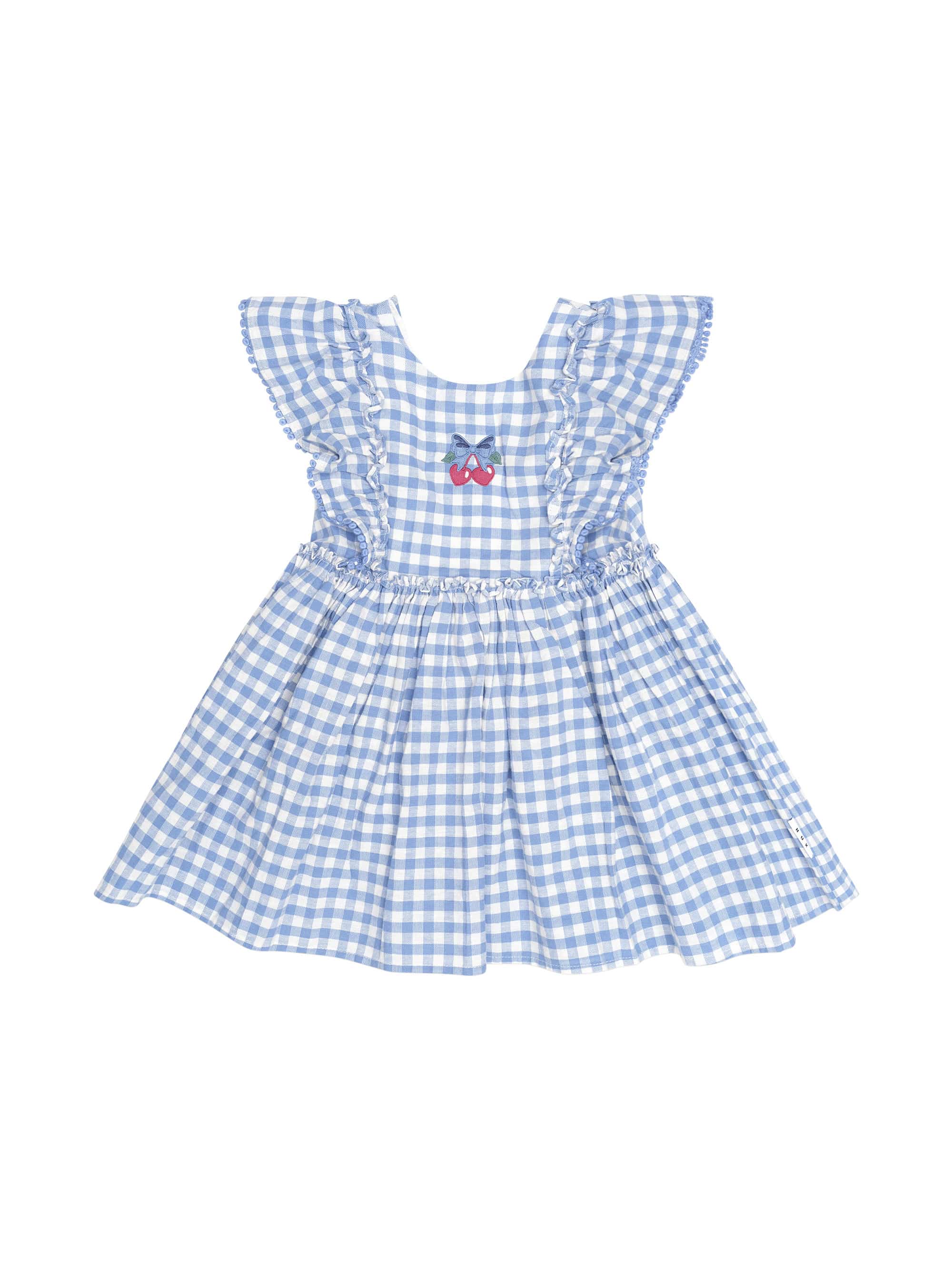 Huxbaby Girls Dress Dusty Blue Gingham Bow Dress