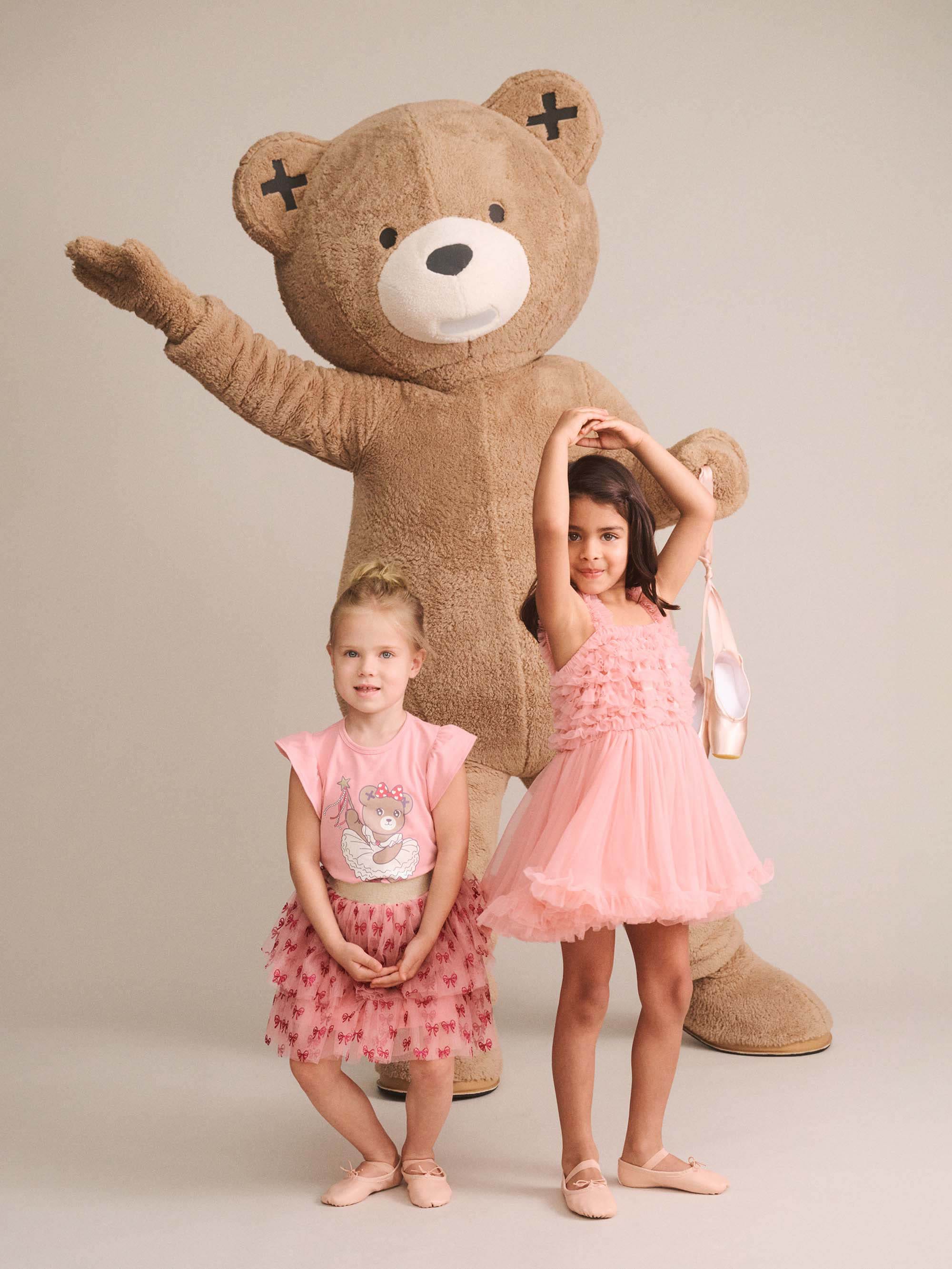 Huxbaby Girls Dress Glitter Bow Tiered Skirt