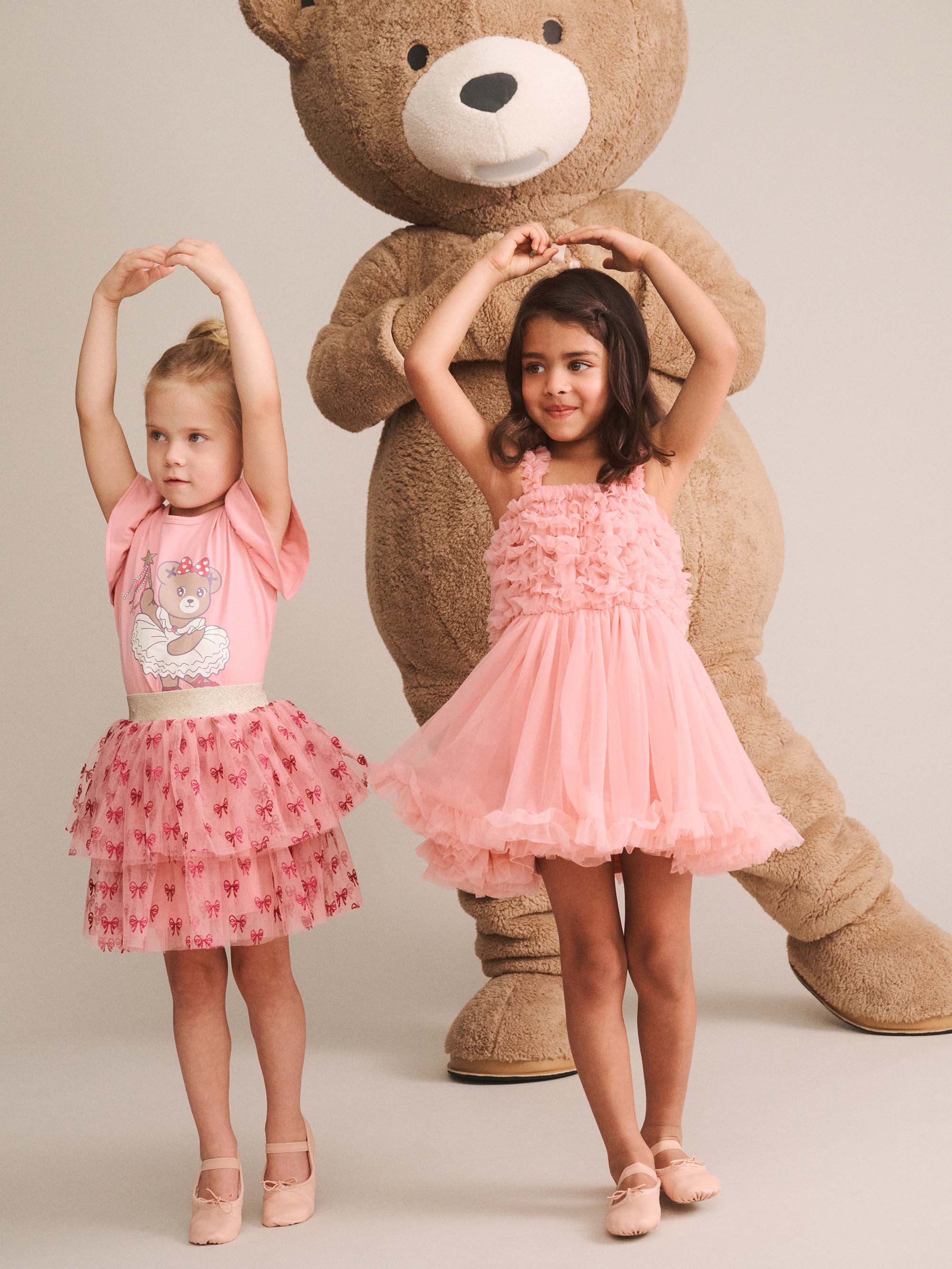 Huxbaby Girls Dress Glitter Bow Tiered Skirt