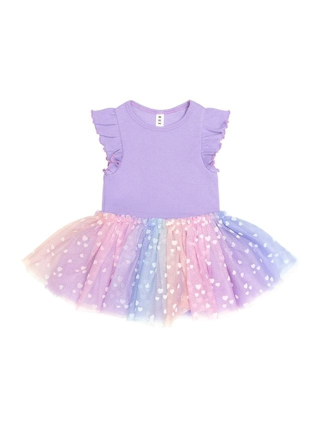 Huxbaby Girls Dress Purple S/S Rib Dress