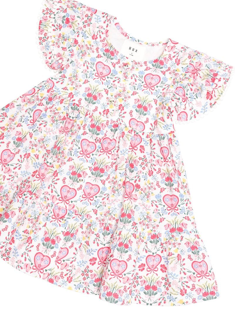 Huxbaby Girls Dress Scallop Floral Tiered Dress